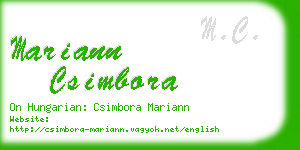 mariann csimbora business card